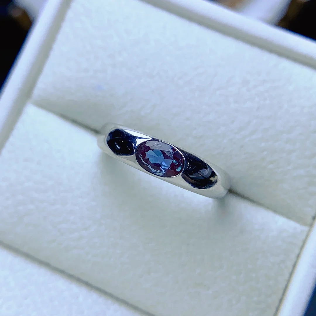 Oval Cut 4x6mm Alexandrite Ring Solid 925 Sterling Silver