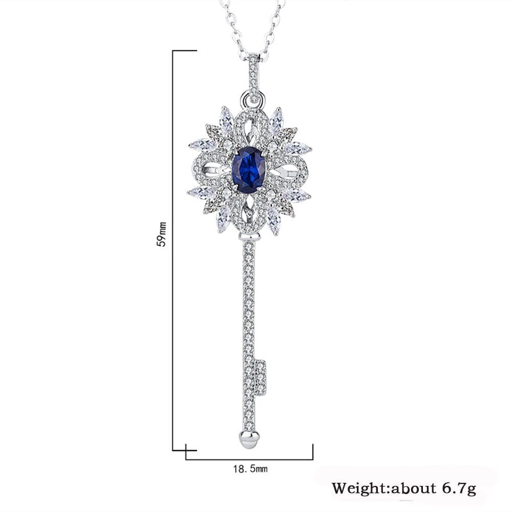 5*7mm Ruby Diamond Key Pendant NecklaceNecklace