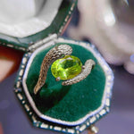 Peridot Snake 925 Sterling Silver Resizable RingRingPlatinum plated
