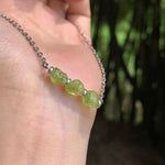 HEYYA STONE Natural Rough Peridot Pendant Necklace For Women Stainless steel Simple Fine Jewelry Gemstone Classic Style