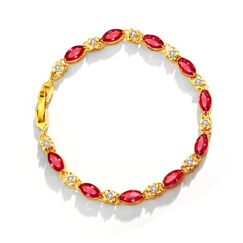 Ruby, Emerald, Diamond and Multicolor Gemstones Gold Plated BraceletsBracelet