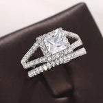 2025 Geometric Zirconia Ring Set – Elegant Wedding & Evening Jewelry