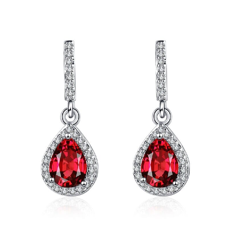 Multi-colors Stone Cubic Zirconia Silver Drop EarringsEarringsred