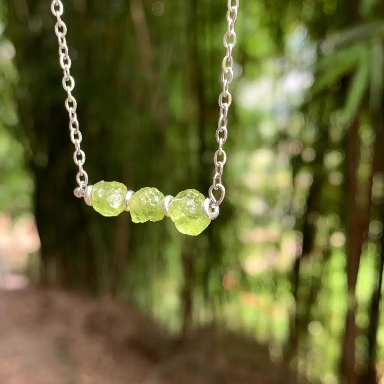 HEYYA STONE Natural Rough Peridot Pendant Necklace For Women Stainless steel Simple Fine Jewelry Gemstone Classic Style