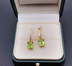 Square Cut Peridot 925 Silver Yellow Gold Plated Clip EarringsEarrings