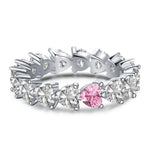 100% 925 Sterling Silver Love Heart Created Moissanite Pink Sapphire GemstoneWhite-Pink9