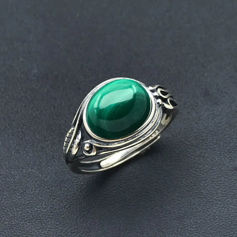 Natural Turquoise Rings 925 Sterling SilverMalachiteResizable