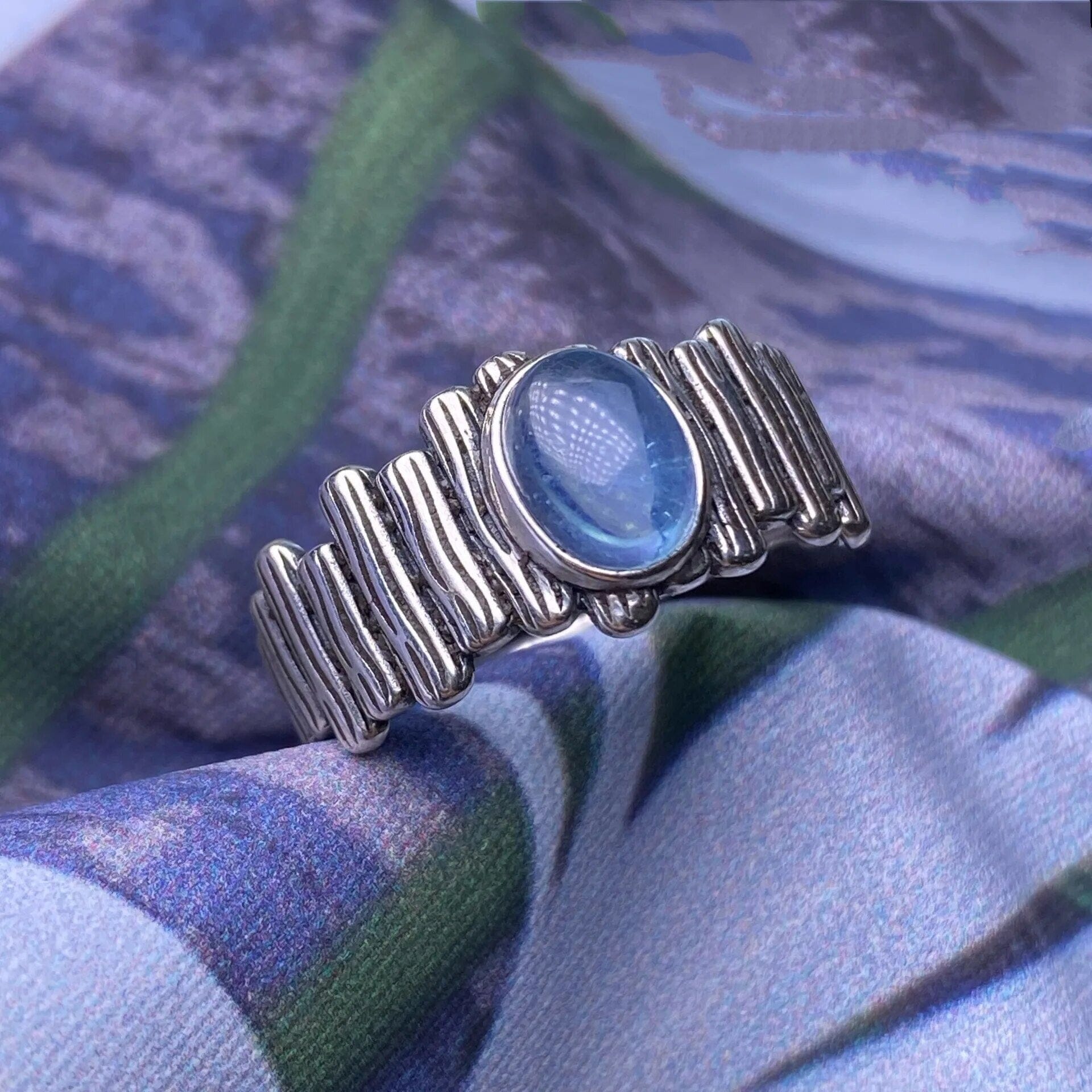 Blue Moonstone Irregular Style Resizable RingRing