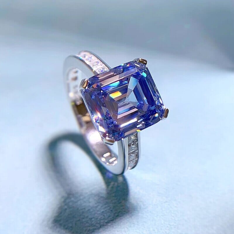 10*11mm Sapphire and Diamond 925 Sterling Silver RingRing