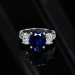 Oval 5CT Sapphire and Diamond 925 Sterling Silver RingRing