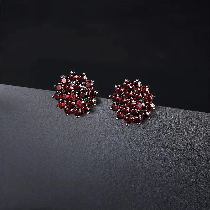 3.5 Carats Genuine Garnet S925 Silver Stud Earrings