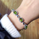 6mm*8mm 6ct Natural Peridot 925 Sterling Silver BraceletBracelet