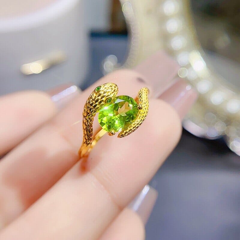 Peridot Snake 925 Sterling Silver Resizable RingRing