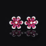 925 Solid Silver Ruby Diamond Pendant Necklace Rings Earrings Wristband SetRingEarrings5