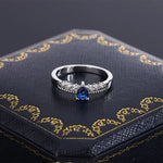 Round Oval Sapphire 925 Silver Plated Ladies Ring