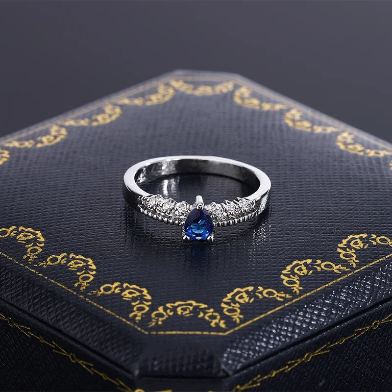 Round Oval Sapphire 925 Silver Plated Ladies Ring