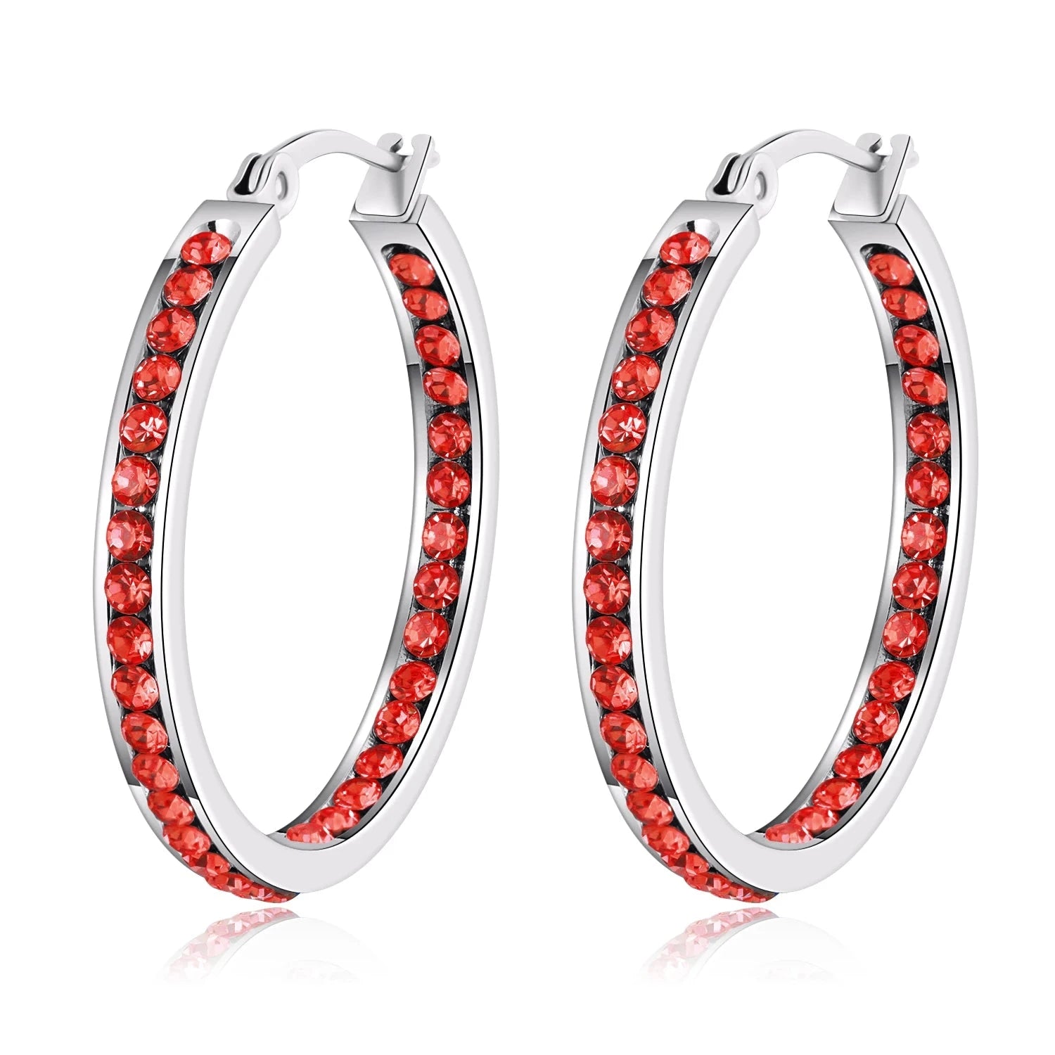 6 Color Small Hoop Earrings with Cubic Zirconia Gold/Silver Plated Stainless Steel EarringFH9262