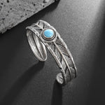 Feather Blue Turquoise Cuff BraceletBracelet