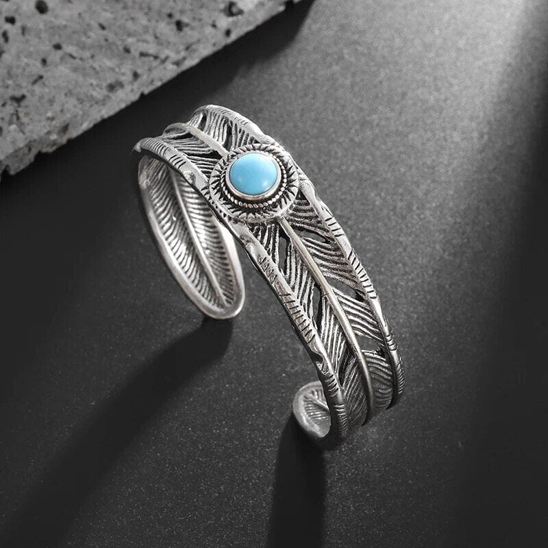 Feather Blue Turquoise Cuff BraceletBracelet
