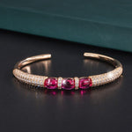 14K Gold Luxury Ruby Bangle Cuff BraceletBracelet