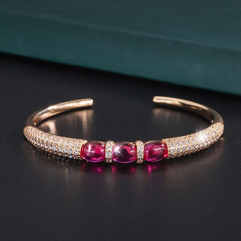 14K Gold Luxury Ruby Bangle Cuff BraceletBracelet