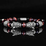 Double Leopard Head BraceletsBraceletSilver red black cz