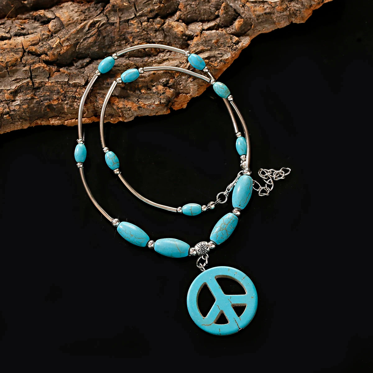 2024 Ethnic Hand Pendant Necklace Vintage TurquoisesNA2394