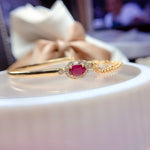 Vintage Natural Burmese Ruby Cuff BraceletBraceletGold-color