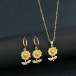 7 Style Classic Gold Plated Botanical Sunflower Pendant NecklaceJewelry Set 3