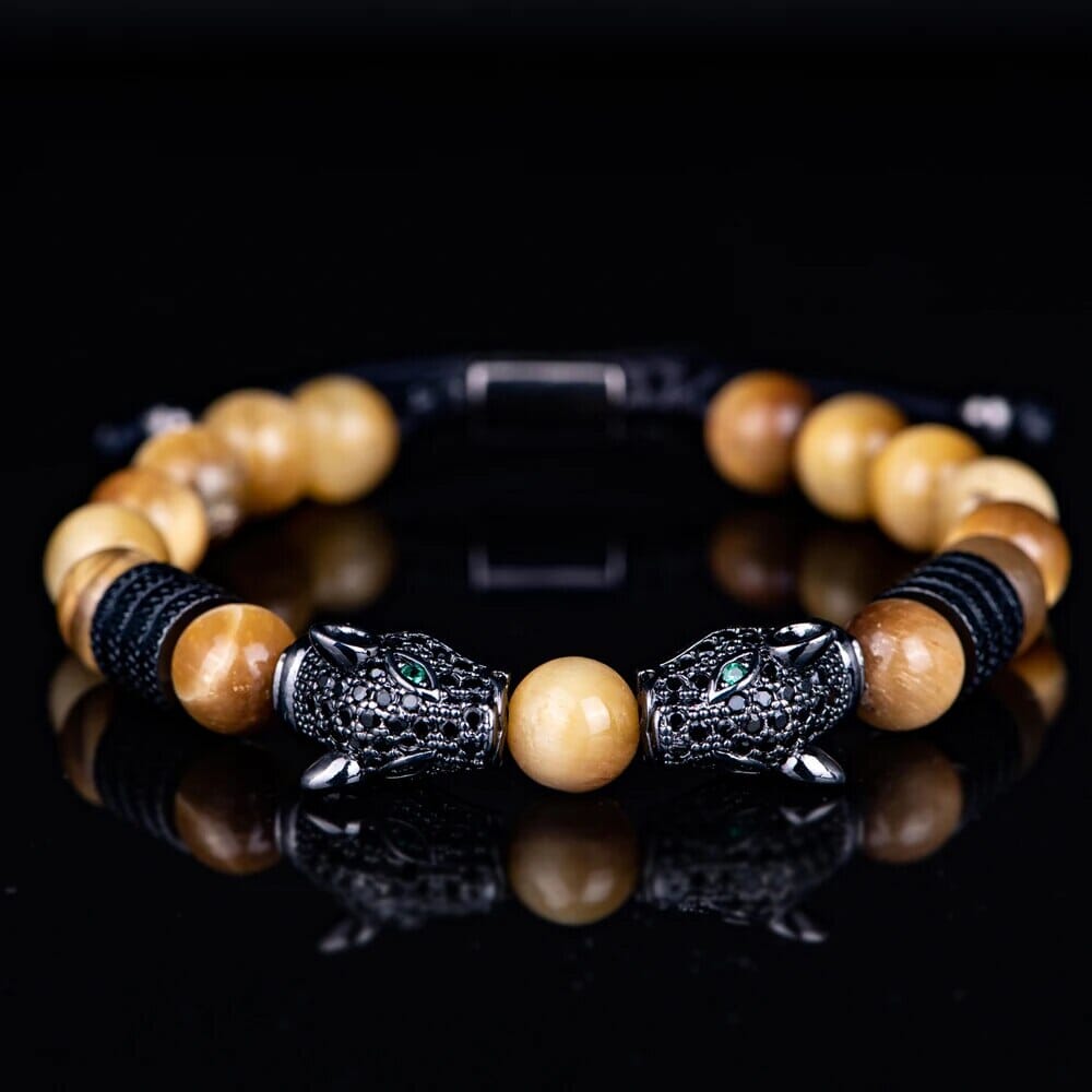 Double Leopard Head BraceletsBraceletBlack gold black cz