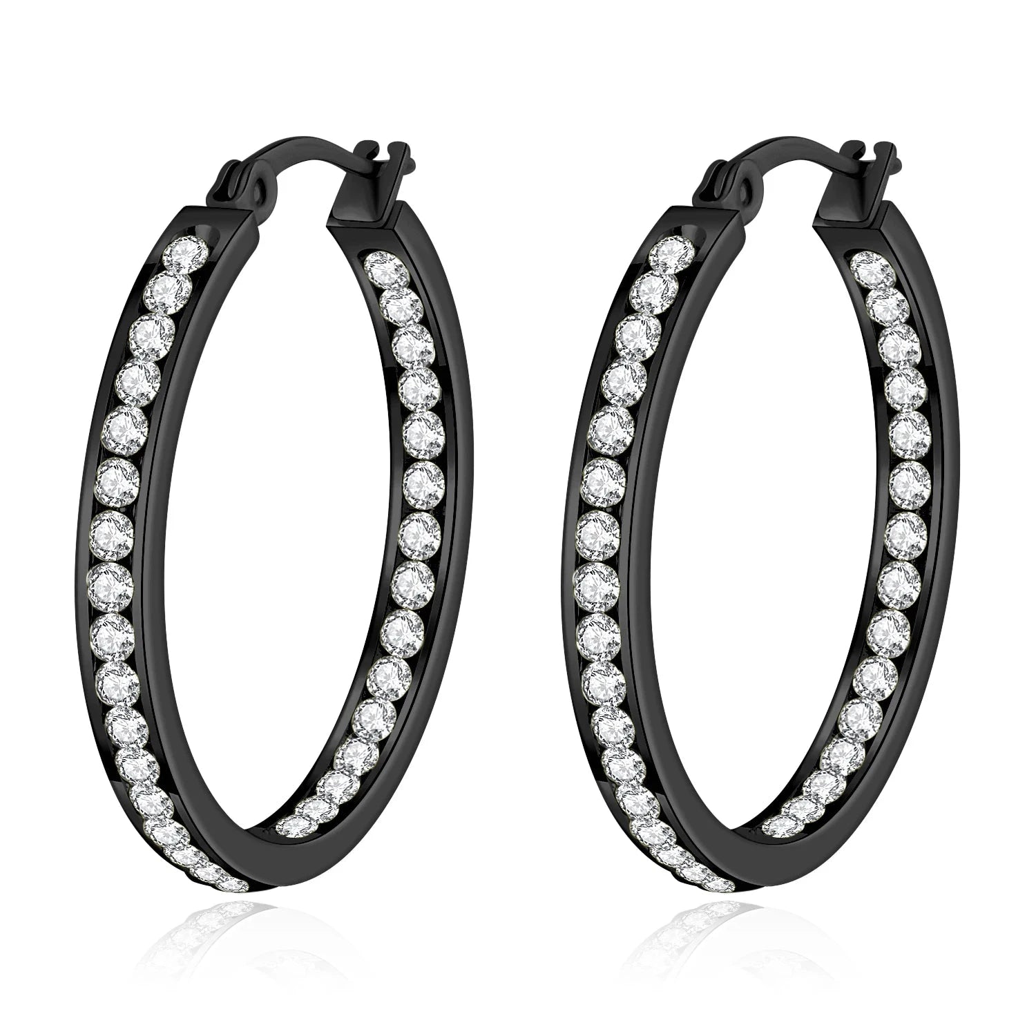 6 Color Small Hoop Earrings with Cubic Zirconia Gold/Silver Plated Stainless Steel EarringFH9286