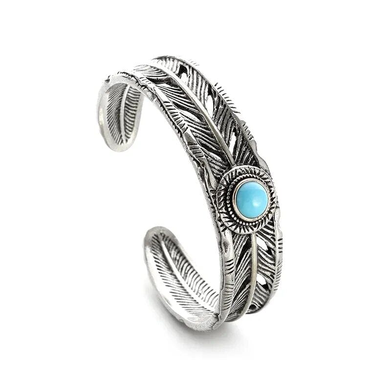 Feather Blue Turquoise Cuff BraceletBracelet