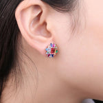 7.4ct Rainbow Tourmaline 925 Sterling Silver Stud EarringsEarrings