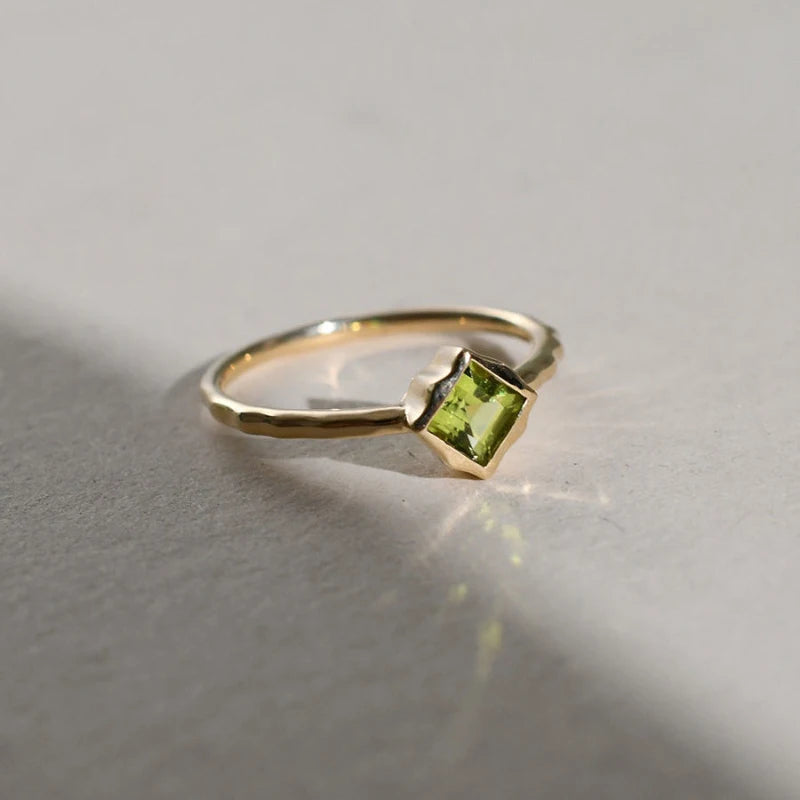 Fashion Peridot Rings for women Simple Premium Design Opening Adjustable CharmresizableGreen
