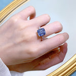 10*11mm Sapphire and Diamond 925 Sterling Silver RingRing