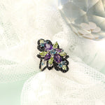 Blue Topaz, Black Spinel, Peridot & Amethyst 925 Sterling Silver RingRing