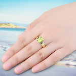2.5 Carats Genuine Peridot Yellow Gold 925 Sterling Silver RingRing