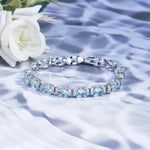 Round Aquamarine Bracelet Ring Setsbracelet 17cm
