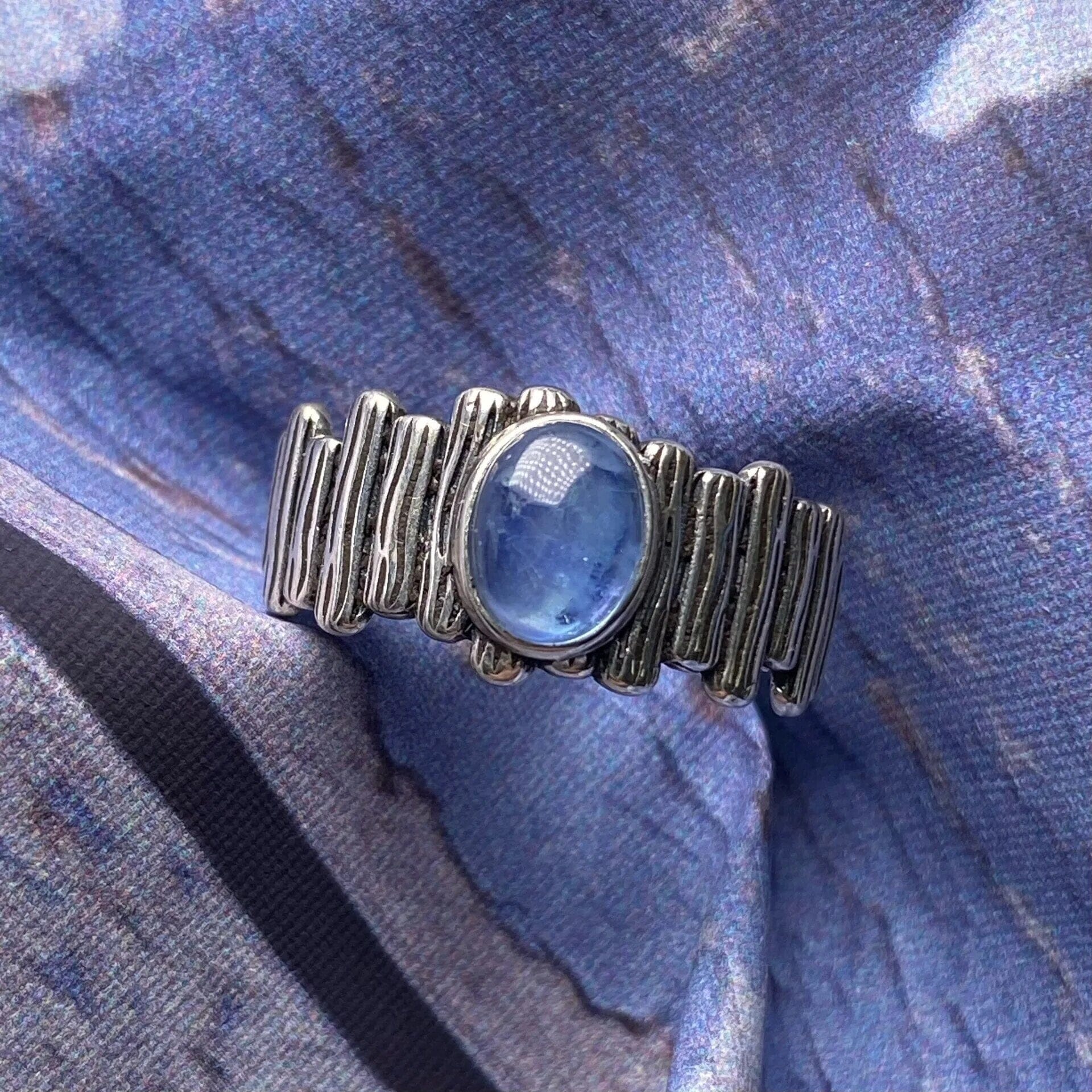 Blue Moonstone Irregular Style Resizable RingRing