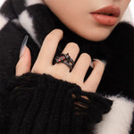 Punk Thorn Ruby Ring Black Resizable RingRing
