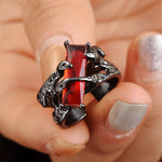 Punk Thorn Ruby Ring Black Resizable RingRing