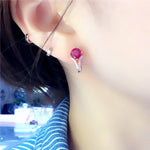 Rose Gold Inlaid Ruby EarringsRing
