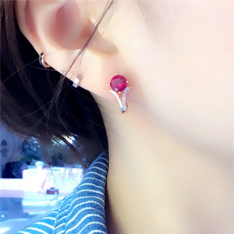 Rose Gold Inlaid Ruby EarringsRing