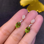 2ct 6mm*8mm 18K Peridot Gold Plated 925 Silver Drop EarringsEarrings