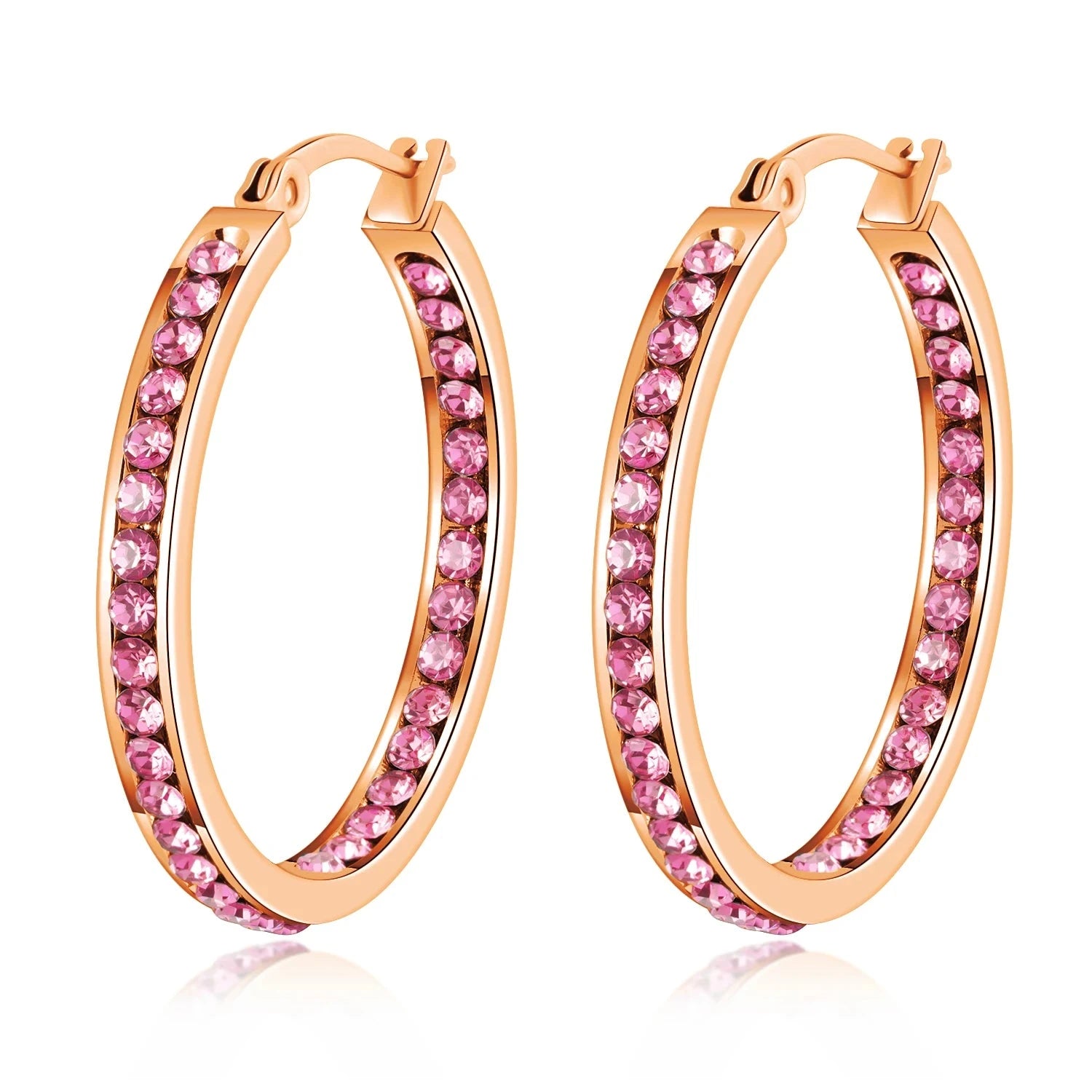 6 Color Small Hoop Earrings with Cubic Zirconia Gold/Silver Plated Stainless Steel EarringFH9285
