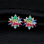7.4ct Rainbow Tourmaline 925 Sterling Silver Stud EarringsEarrings