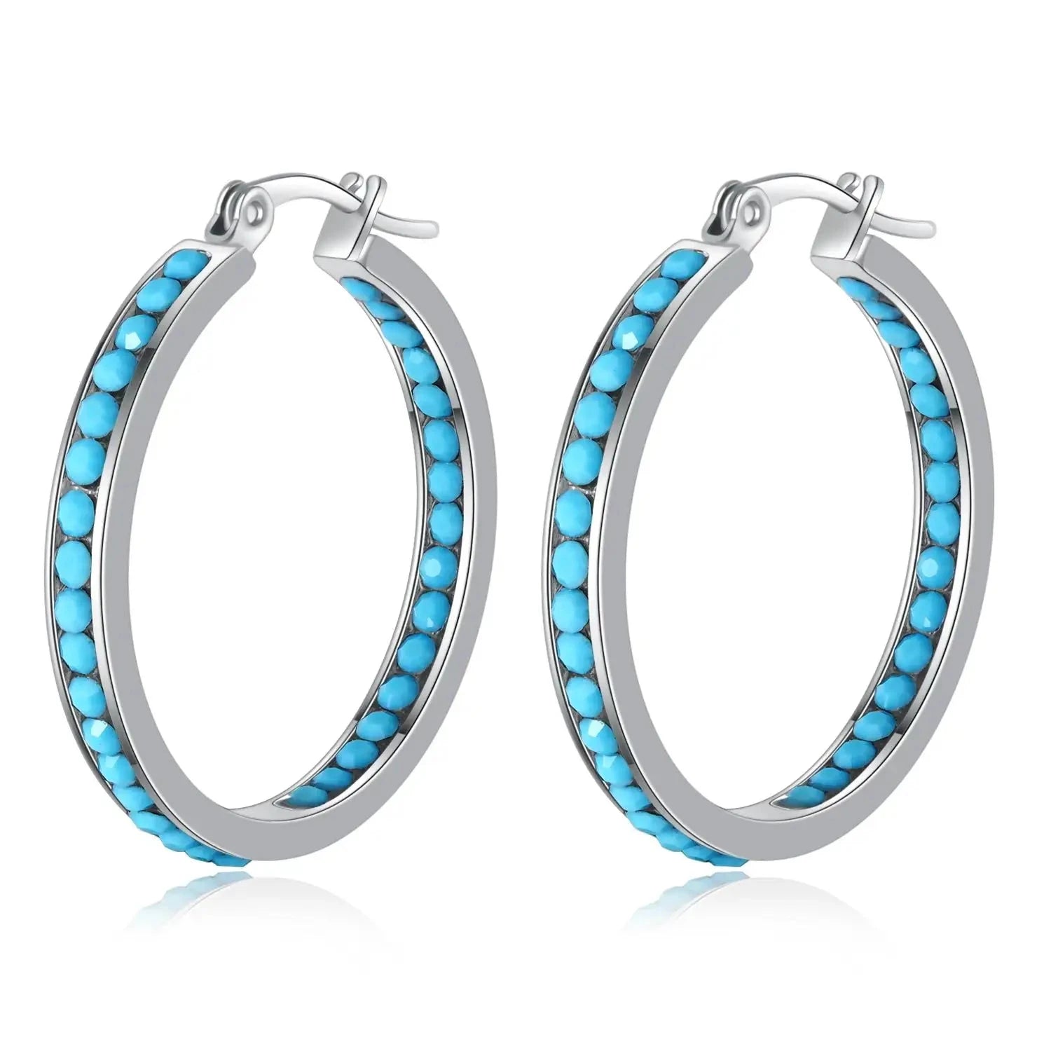 6 Color Small Hoop Earrings with Cubic Zirconia Gold/Silver Plated Stainless Steel EarringFH9307
