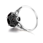 Flower Charms Dark Red Garnet Rings