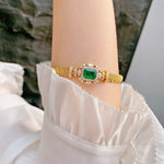 Twisted Design Paraiba Emerald 14K Gold Cuff BraceletBracelet