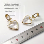 5 Pair Gold Plated Heart-Shaped Crystal Cubic Zircon Clear Quartz Earringsearrings